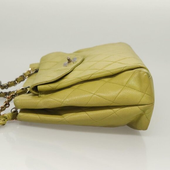 CHANEL Matelasse Chain Shoulder Bag Grained Calf Skin Green Gold CC Auth yk19052 - Picture 4 of 16